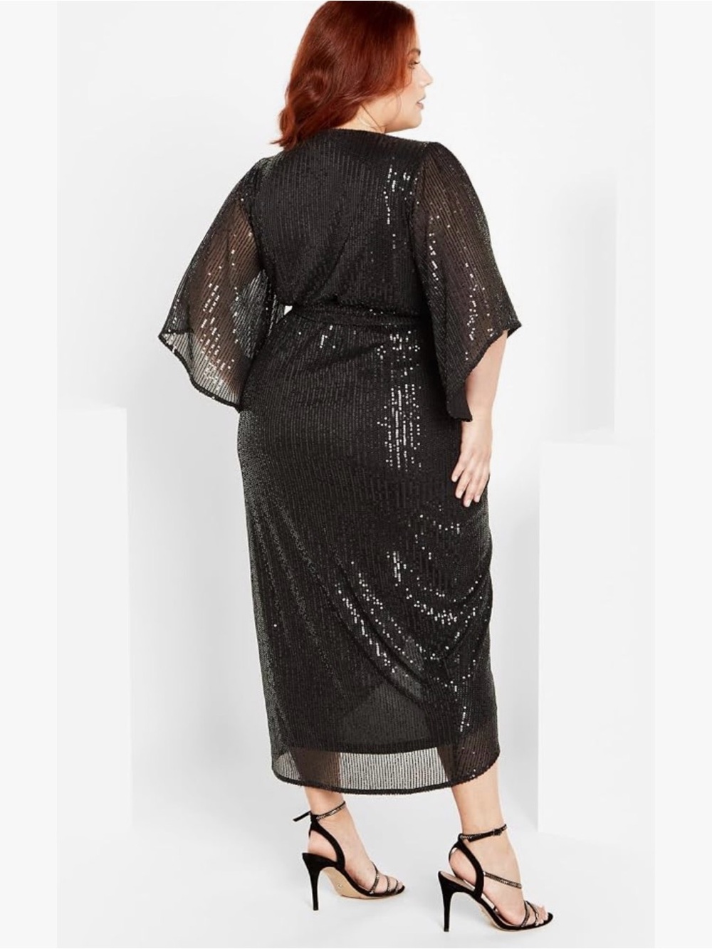 City Chic Paige Sequin Faux Wrap Midi Dress - Picture 2 of 7